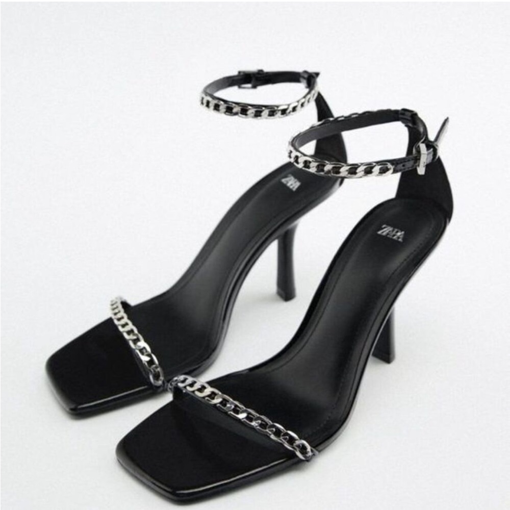 ZARA CHAIN HIGH HEELED‎ SANDALS WITH CHAIN SHOES NWT